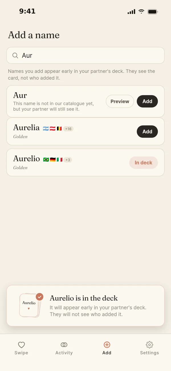 Aurelio is in the deck: it will appear early in your partner’s deck, and they will not see who added it