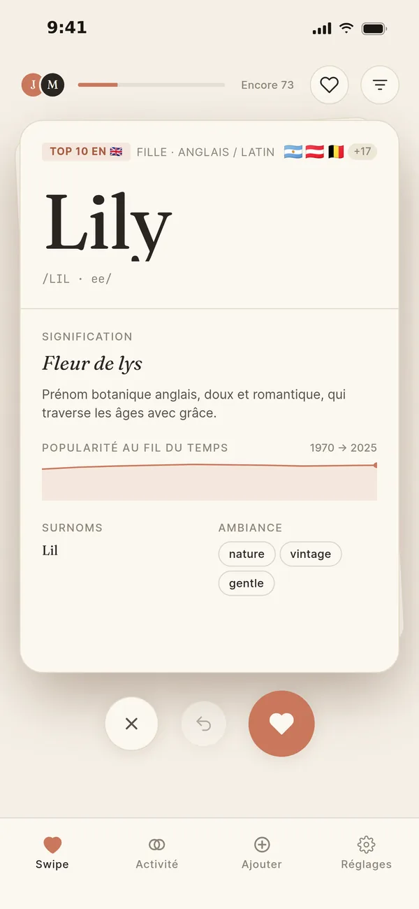 Une carte Namore unie pour Lily